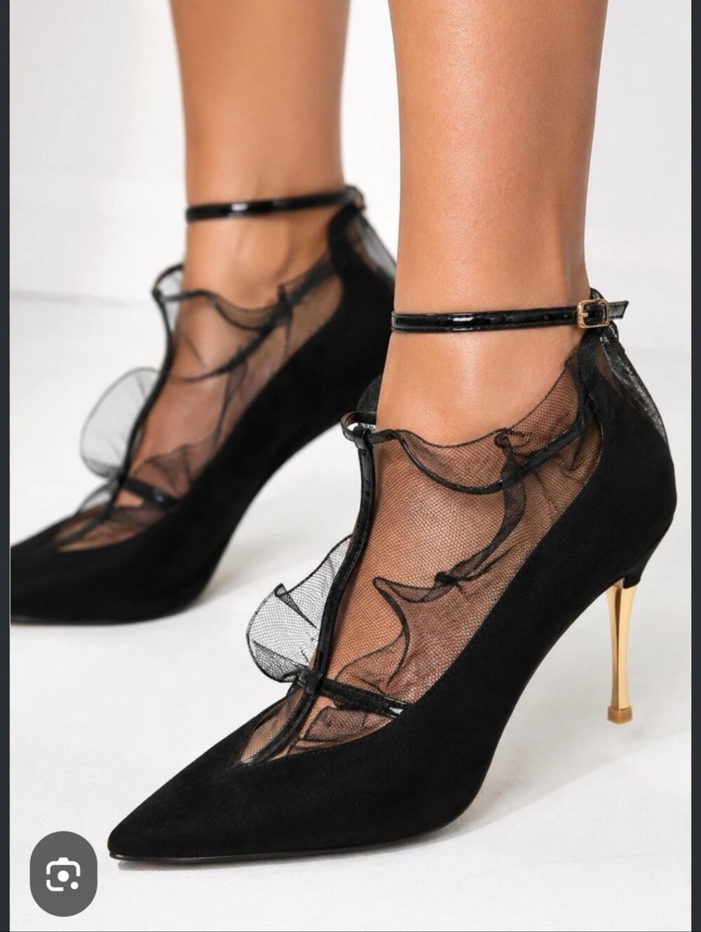 Nicholas Kirkwood Black Suede Heels With Lace Appliques